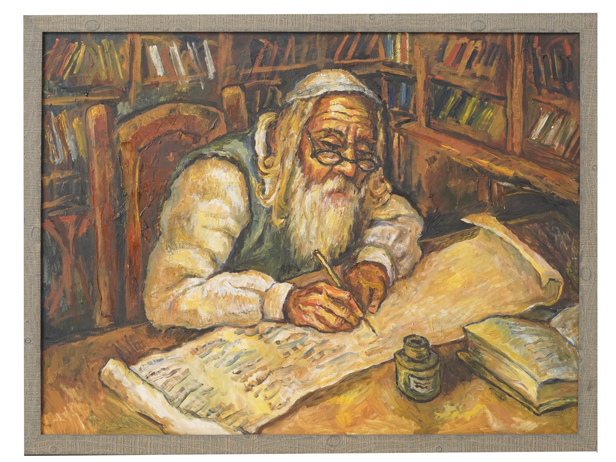 RUSSIAN OIL PAINTING JEWISH MAN BY MISHA LEVIN PIC-0